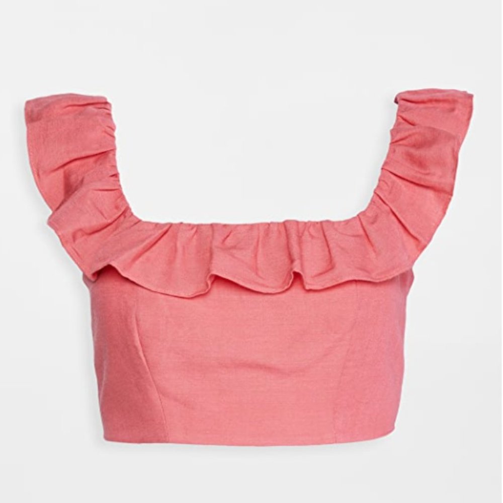 Pink linen crop top Saloni